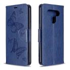 For LG K51 Two Butterflies Embossing Pattern Horizontal Flip Leather Case with Holder & Card Slot & Wallet & Lanyard(Dark Blue) - 1
