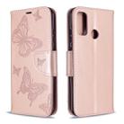 For Huawei P Smart (2020) Two Butterflies Embossing Pattern Horizontal Flip Leather Case with Holder & Card Slot & Wallet & Lanyard(Rose Gold) - 1
