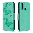 For Huawei P Smart (2020) Two Butterflies Embossing Pattern Horizontal Flip Leather Case with Holder & Card Slot & Wallet & Lanyard(Green) - 1