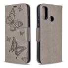 For Huawei P Smart (2020) Two Butterflies Embossing Pattern Horizontal Flip Leather Case with Holder & Card Slot & Wallet & Lanyard(Grey) - 1