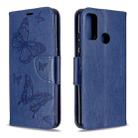 For Huawei P Smart (2020) Two Butterflies Embossing Pattern Horizontal Flip Leather Case with Holder & Card Slot & Wallet & Lanyard(Dark Blue) - 1