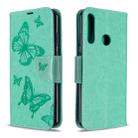 For Huawei Y6P Two Butterflies Embossing Pattern Horizontal Flip Leather Case with Holder & Card Slot & Wallet & Lanyard(Green) - 1