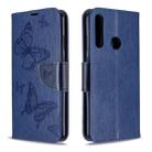 For Huawei Y6P Two Butterflies Embossing Pattern Horizontal Flip Leather Case with Holder & Card Slot & Wallet & Lanyard(Dark Blue) - 1