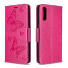 For Sony Xperia L4 Two Butterflies Embossing Pattern Horizontal Flip Leather Case with Holder & Card Slot & Wallet & Lanyard(Rose Red) - 1