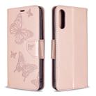 For Sony Xperia L4 Two Butterflies Embossing Pattern Horizontal Flip Leather Case with Holder & Card Slot & Wallet & Lanyard(Rose Gold) - 1