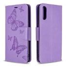 For Sony Xperia L4 Two Butterflies Embossing Pattern Horizontal Flip Leather Case with Holder & Card Slot & Wallet & Lanyard(Purple) - 1