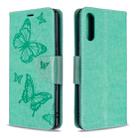 For Sony Xperia L4 Two Butterflies Embossing Pattern Horizontal Flip Leather Case with Holder & Card Slot & Wallet & Lanyard(Green) - 1