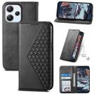 For Xiaomi Redmi 12 Cubic Grid Calf Texture Magnetic Leather Phone Case(Black) - 1