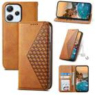For Xiaomi Redmi 12 Cubic Grid Calf Texture Magnetic Leather Phone Case(Brown) - 1