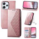 For Xiaomi Redmi 12 Cubic Grid Calf Texture Magnetic Leather Phone Case(Rose Gold) - 1