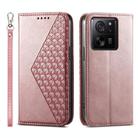 For Xiaomi 13T Cubic Grid Calf Texture Magnetic Leather Phone Case(Rose Gold) - 1