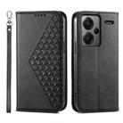 For Xiaomi Redmi Note 13 Pro+ Cubic Grid Calf Texture Magnetic Leather Phone Case(Black) - 1