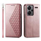 For Xiaomi Redmi Note 13 Pro+ Cubic Grid Calf Texture Magnetic Leather Phone Case(Rose Gold) - 1