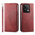 For Xiaomi Redmi Note 13 5G Cubic Grid Calf Texture Magnetic Leather Phone Case(Red) - 1