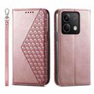 For Xiaomi Redmi Note 13 5G Cubic Grid Calf Texture Magnetic Leather Phone Case(Rose Gold) - 1