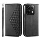 For Xiaomi Redmi Note 13 Pro 5G Cubic Grid Calf Texture Magnetic Leather Phone Case(Black) - 1