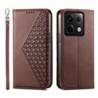 For Xiaomi Redmi Note 13 Pro 5G Cubic Grid Calf Texture Magnetic Leather Phone Case(Brown) - 1