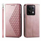For Xiaomi Redmi Note 13 Pro 5G Cubic Grid Calf Texture Magnetic Leather Phone Case(Rose Gold) - 1