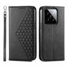 For Xiaomi 14 Cubic Grid Calf Texture Magnetic Leather Phone Case(Black) - 1