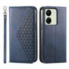 For Xiaomi Redmi 13C Cubic Grid Calf Texture Magnetic Leather Phone Case(Blue) - 1