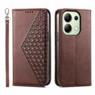 For Xiaomi Redmi Note 13 4G Cubic Grid Calf Texture Magnetic Leather Phone Case(Brown) - 1