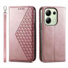 For Xiaomi Redmi Note 13 4G Cubic Grid Calf Texture Magnetic Leather Phone Case(Rose Gold) - 1