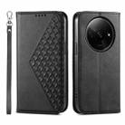 For Xiaomi Redmi A3 Cubic Grid Calf Texture Magnetic Leather Phone Case(Black) - 1