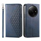 For Xiaomi Redmi A3 Cubic Grid Calf Texture Magnetic Leather Phone Case(Blue) - 1