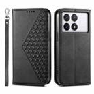 For Xiaomi Poco X6 Pro 5G Cubic Grid Calf Texture Magnetic Leather Phone Case(Black) - 1