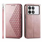 For Xiaomi Poco X6 Pro 5G Cubic Grid Calf Texture Magnetic Leather Phone Case(Rose Gold) - 1