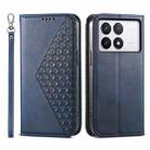 For Xiaomi Poco X6 Pro 5G Cubic Grid Calf Texture Magnetic Leather Phone Case(Blue) - 1