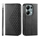 For Xiaomi Redmi Note 13 Pro 4G Cubic Grid Calf Texture Magnetic Leather Phone Case(Black) - 1
