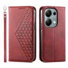 For Xiaomi Redmi Note 13 Pro 4G Cubic Grid Calf Texture Magnetic Leather Phone Case(Red) - 1