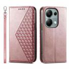 For Xiaomi Redmi Note 13 Pro 4G Cubic Grid Calf Texture Magnetic Leather Phone Case(Rose Gold) - 1