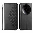 For Xiaomi 14 Ultra Cubic Grid Calf Texture Magnetic Leather Phone Case(Black) - 1