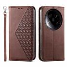 For Xiaomi 14 Ultra Cubic Grid Calf Texture Magnetic Leather Phone Case(Brown) - 1