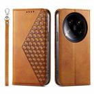 For Xiaomi 14 Ultra Cubic Grid Calf Texture Magnetic Leather Phone Case(Yellow) - 1