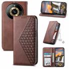 For Realme 11 Pro Cubic Grid Calf Texture Magnetic Leather Phone Case(Brown) - 1