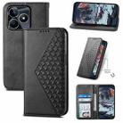 For Realme C53 Cubic Grid Calf Texture Magnetic Leather Phone Case(Black) - 1