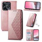 For Realme C53 Cubic Grid Calf Texture Magnetic Leather Phone Case(Rose Gold) - 1