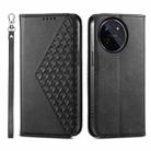 For Realme 11 4G Cubic Grid Calf Texture Magnetic Leather Phone Case(Black) - 1