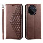 For Realme 11 4G Cubic Grid Calf Texture Magnetic Leather Phone Case(Brown) - 1