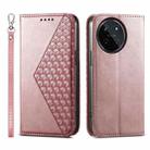 For Realme 11 4G Cubic Grid Calf Texture Magnetic Leather Phone Case(Rose Gold) - 1