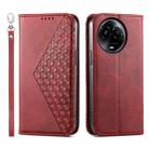 For Realme 11 5G Cubic Grid Calf Texture Magnetic Leather Phone Case(Red) - 1