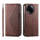 For Realme 11 5G Cubic Grid Calf Texture Magnetic Leather Phone Case(Brown) - 1