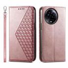 For Realme 11 5G Cubic Grid Calf Texture Magnetic Leather Phone Case(Rose Gold) - 1