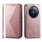 For Realme 12 Pro+ Cubic Grid Calf Texture Magnetic Leather Phone Case(Rose Gold) - 1