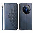 For Realme 12 Pro+ Cubic Grid Calf Texture Magnetic Leather Phone Case(Blue) - 1