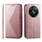 For Realme 12+ Cubic Grid Calf Texture Magnetic Leather Phone Case(Rose Gold) - 1