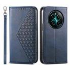 For Realme 12+ Cubic Grid Calf Texture Magnetic Leather Phone Case(Blue) - 1